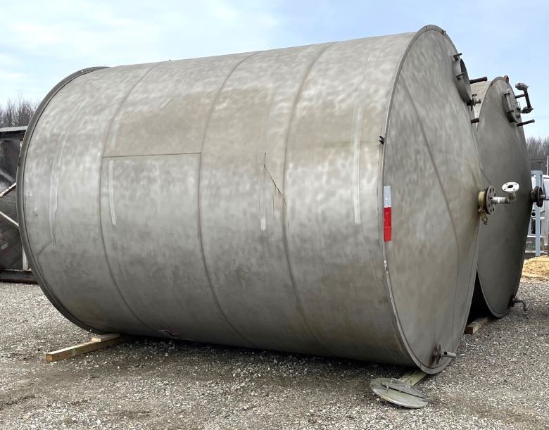 (3) 10000 Gallon Stainless Steel Storage tank with Cone top and Slope bottom. 11'2